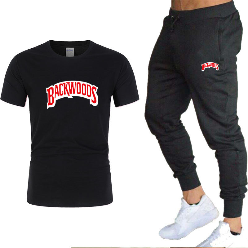 Backwoods Men's T-shirt & Casual Pants Two-piece Suit