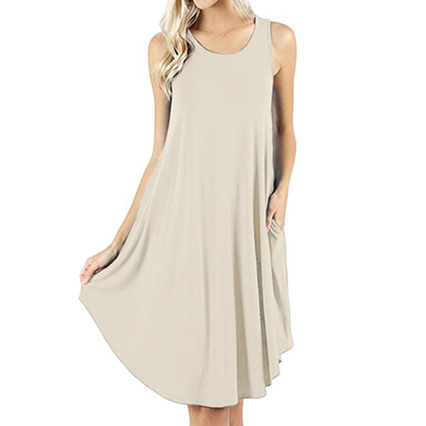 Women's Vest Solid Color Pocket Casual Dress