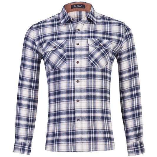 Men's All Cotton Flannel Shirt Long Sleeve Casual Button Up Plaid Shirt