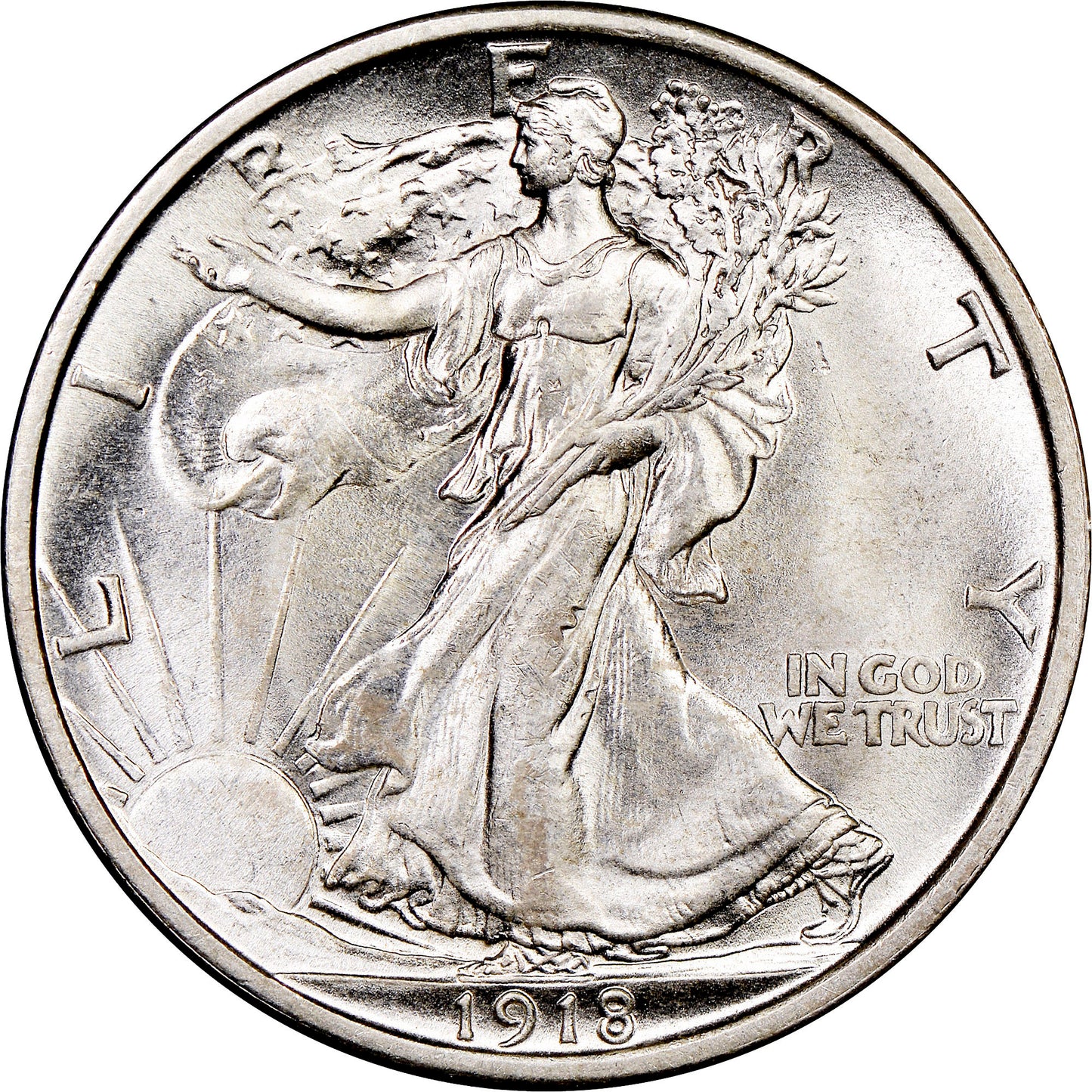 1918 Walking Liberty Half Dollar Coin